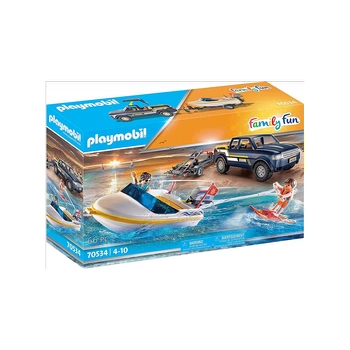 Playmobil Zestaw figurek Family Fun 70534 pickup z łodzią motorową