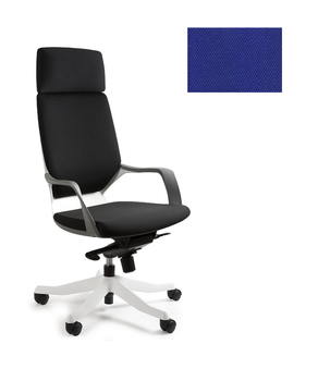 UNIQUE Fotel biurowy APOLLO - biały / tkanina BL415 ROYAL BLUE