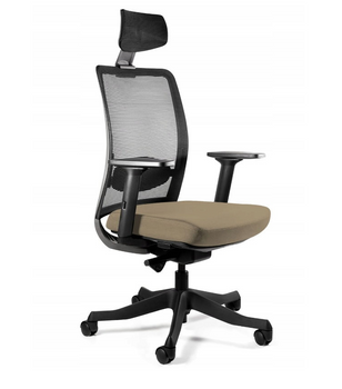 UNIQUE Fotel obrotowy ANGGUN czarna siatka /tkanina BL409 TAUPE