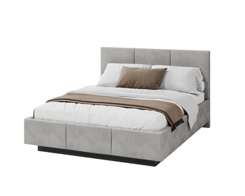 Łóżko lewitujące tapicerowane AVEIRO 140x200 cm z pojemnikiem i stelażem podnoszonym - TRINITY szary