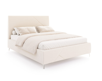 FDM Łóżko tapicerowane NAVARO 180x200 cm z pojemnikiem i stelażem podnoszonym - TRINITY biały