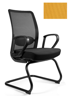 UNIQUE Krzesło biurowe ANGGUN SKID -czarna siatka / tkanina BL404 HONEY