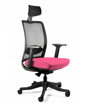 UNIQUE Fotel biurowy ANGGUN czarna siatka / tkanina BL401 MAGENTA