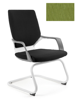 UNIQUE Krzesło biurowe APOLLO SKID - biały / tkanina BL411 OLIVE