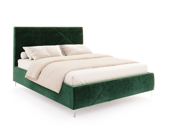 FDM Łóżko tapicerowane NAVARO 180x200 cm z pojemnikiem i stelażem podnoszonym - TRINITY butelkowa zielen