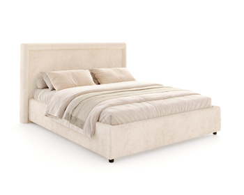 FDM Łóżko tapicerowane NOBILE 180x200 cm z pojemnikiem i metalowym stelażem podnoszonym - sztruks krem