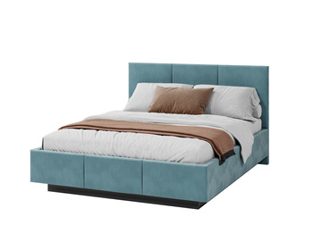 Łóżko lewitujące tapicerowane AVEIRO 120x200 cm z pojemnikiem i stelażem podnoszonym - TRINITY turkusowy