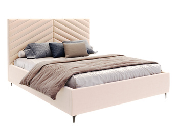 FDM Łóżko tapicerowane ELEGANTE 180x200 cm z pojemnikiem i stelażem podnoszonym - TRINITY kremowy