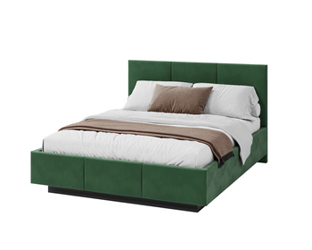 Łóżko lewitujące tapicerowane AVEIRO 160x200 cm z pojemnikiem i stelażem podnoszonym - TRINITY butelkowa zieleń