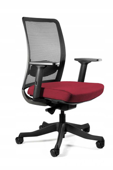 UNIQUE Fotel biurowy ANGGUN M - niebieska siatka/ tkanina BL402 DEEPRED