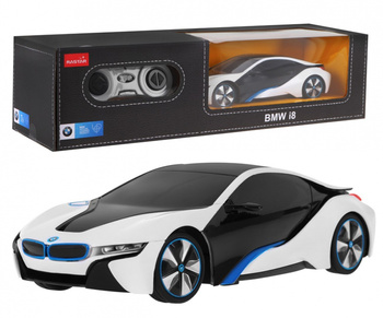 RASTAR  Zdalnie sterowane auto BMW i8 białe model 1:24  + pilot 2,4 GHz