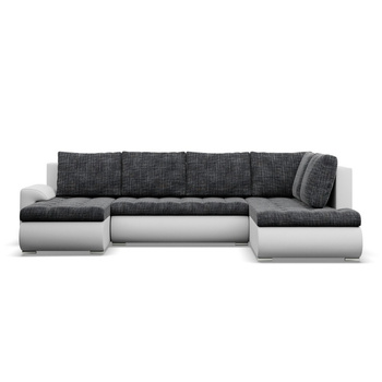 ADAMS Narożnik FORESTA ULO z leżanką i otomaną LAWA 17 / REAL 11 - ciemny szary + biały