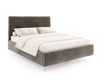 FDM Łóżko tapicerowane NAVARO 140x200 cm z pojemnikiem i stelażem podnoszonym - TRINITY grafitowy