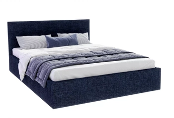 Łóżko tapicerowane TULSA 160x200 cm granatowy - stelaż metalowy podnoszony