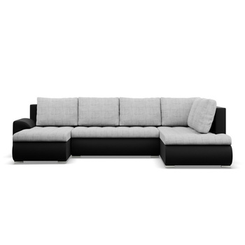 ADAMS Narożnik FORESTA ULO z leżanką i otomaną LAWA 9 / REAL 11 - jasny szary + czarny