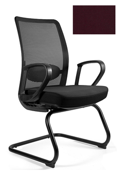 Krzesło biurowe ANGGUN SKID - szara siatka/ tkanina BL403 BURGUNDY