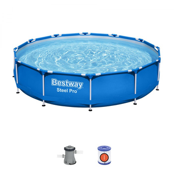 BESTWAY  Basen Stelażowy Steel Pro 366x76 okrągły 3w1 + pompa + filtr