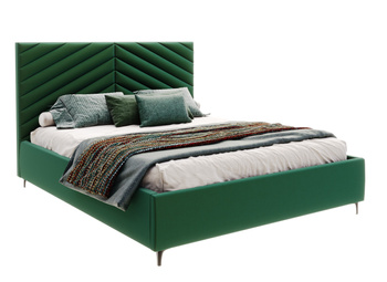 FDM Łóżko tapicerowane ELEGANTE 120x200 cm z pojemnikiem i stelażem podnoszonym - TRINITY butelkowa zieleń