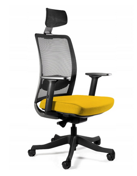 UNIQUE Fotel biurowy ANGGUN  czarna siatka / tkanina  BL404 HONEY