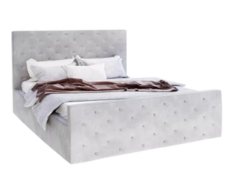 Łóżko tapicerowane PASSION 140x200 cm szary z pojemnikiem na pościel