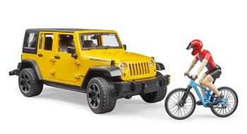 BRUDER 02543 Jeep Wrangler Unlimited Rubicon z rowerem górskim i figurką kolarza