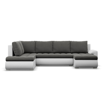 ADAMS Narożnik FORESTA ULO z leżanką i otomaną TRINITY 15 / REAL 17  szary+biały