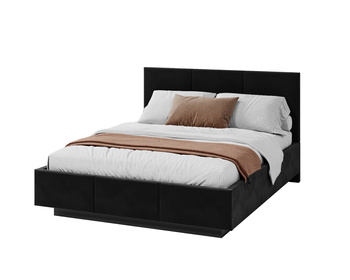 Łóżko lewitujące tapicerowane AVEIRO 120x200 cm z pojemnikiem i stelażem podnoszonym - TRINITY czarny