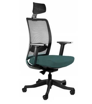 UNIQUE Fotel biurowy ANGGUN czarna siatka / tkanina BL414 STEELBLUE