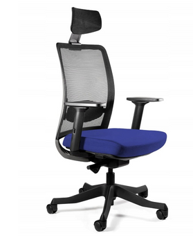 UNIQUE Fotel biurowy ANGGUN czarna siatka / tkanina BL415 ROYALBLUE