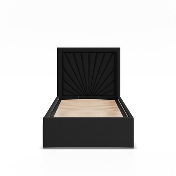 ADAMS Łóżko stelażowe VASTO 90x200 cm z metalowym podnoszonym stelażem - HUGO głęboka czerń