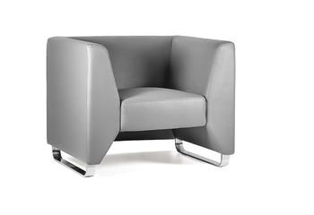 UNIQUE ANGELES Fotel tapicerowany eko-skóra szary