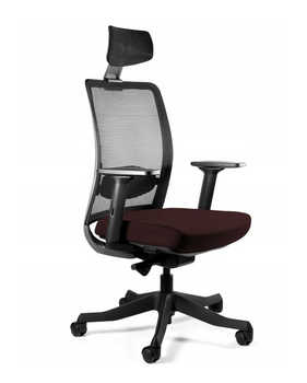 UNIQUE Fotel obrotowy ANGGUN czarna siatka / tkanina BL406 COCOA