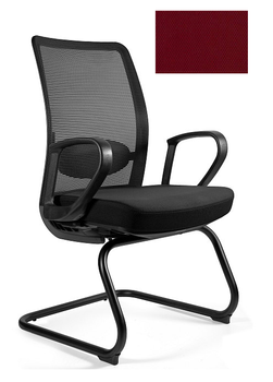 UNIQUE Krzesło biurowe ANGGUN SKID - czarna siatka/ tkanina BL402 DEEPRED