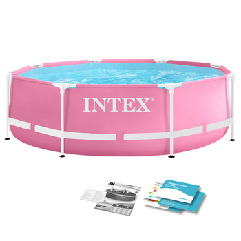 INTEX Basen ogrodowy stelażowy 244 x 76 cm różowy