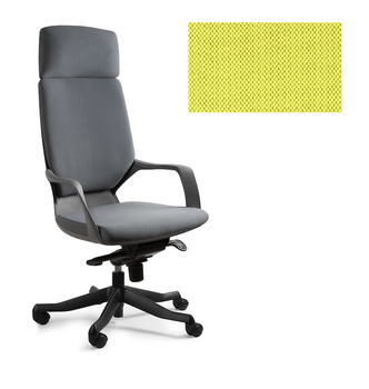 UNIQUE Fotel biurowy APOLLO -czarny / tkanina BL410 MUSTARD