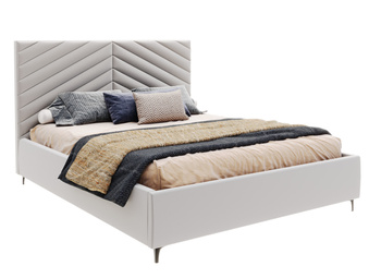 FDM Łóżko tapicerowane ELEGANTE 160x200 cm z pojemnikiem i stelażem podnoszonym - TRINITY biały