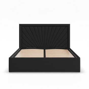 ADAMS Łóżko stelażowe VASTO 140x200 cm z metalowym podnoszonym stelażem - HUGO głęboka czerń