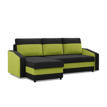 ADAMS Narożnik L ORION rozkładany z pianki poliuretanowej  czarno-limonkowy