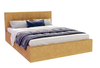 Łóżko tapicerowane TULSA 120x200 cm miodowy żółty - stelaż metalowy podnoszony