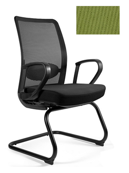 UNIQUE Krzesło biurowe ANGGUN SKID - czarna siatka/ taknina BL411 OLIVE