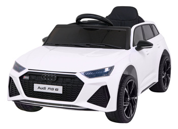 Audi RS 6 Elektryczny Samochodzik dla dzieci biały + Pilot + Koła EVA + Wolny Start + Audio LED