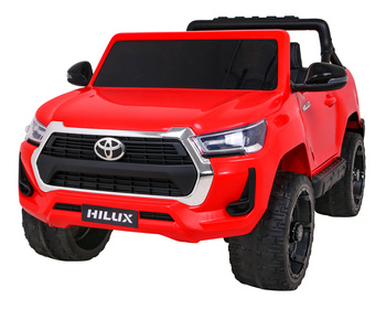 Toyota Hilux na akumulator dla dzieci czerwony + Napęd 4x4 + Pilot + 2 bagażniki + Radio MP3 + LED