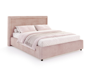 FDM Łóżko tapicerowane NOBILE 120x200 cm z pojemnikiem i metalowym stelażem podnoszonym - sztruks pudrowy róż