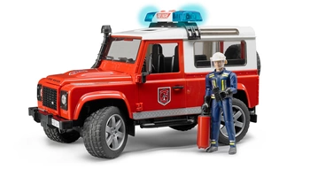 BRUDER 02596 Land Rover Defender straż pożarna z figurką strażaka i modułem 02802