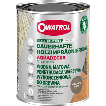 OWATROL AQUADECKS - saturator do wszystkich gatunków drewna GRAPHITE GREY 1L