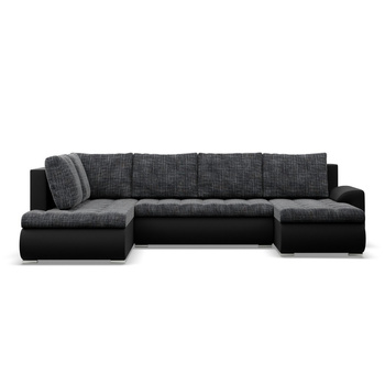 ADAMS Narożnik FORESTA ULO z leżanką i otomaną LAWA 17 / REAL 11 - ciemny szary + czarny