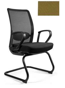UNIQUE Krzeseł biurowy ANGGUN SKID - czarna siatka/ tkanina BL408 KHAKI
