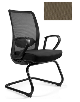 UNIQUE Krzesło biurowe ANGGUN SKID - czarna siatka/ tkanina BL409 TAUPE