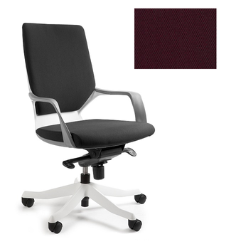 UNIQUE Fotel biurowy APOLLO M - biały / tkanina BL403 BURGUNDY