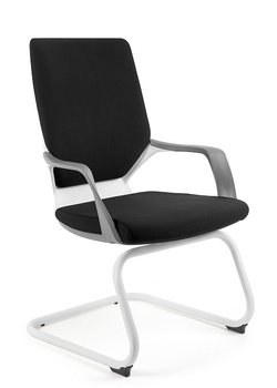 UNIQUE Krzesło biurowe APOLLO SKID - biały / tkanina BL418 BLACK
